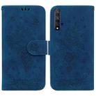 For Honor 20 / Huawei nova 5T Butterfly Rose Embossed Leather Phone Case(Blue) - 1