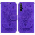 For Honor 20 / Huawei nova 5T Butterfly Rose Embossed Leather Phone Case(Purple) - 1