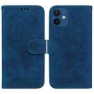 For iPhone 12 / 12 Pro Butterfly Rose Embossed Leather Phone Case(Blue) - 1