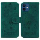 For iPhone 12 / 12 Pro Butterfly Rose Embossed Leather Phone Case(Green) - 1