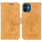For iPhone 12 / 12 Pro Butterfly Rose Embossed Leather Phone Case(Yellow) - 1