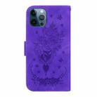 For iPhone 12 Pro Max Butterfly Rose Embossed Leather Phone Case(Purple) - 3