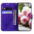For iPhone 12 Pro Max Butterfly Rose Embossed Leather Phone Case(Purple) - 4