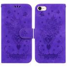 For iPhone SE 2022 / SE 2020 / 8 / 7 Butterfly Rose Embossed Leather Phone Case(Purple) - 1