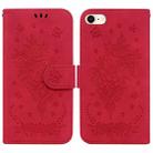 For iPhone SE 2022 / SE 2020 / 8 / 7 Butterfly Rose Embossed Leather Phone Case(Red) - 1