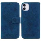 For iPhone 11 Butterfly Rose Embossed Leather Phone Case (Blue) - 1