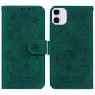 For iPhone 11 Butterfly Rose Embossed Leather Phone Case (Green) - 1