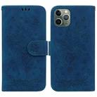 For iPhone 11 Pro Butterfly Rose Embossed Leather Phone Case (Blue) - 1