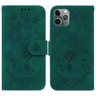 For iPhone 11 Pro Butterfly Rose Embossed Leather Phone Case (Green) - 1