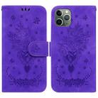 For iPhone 11 Pro Butterfly Rose Embossed Leather Phone Case (Purple) - 1