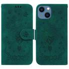 For iPhone 13 Butterfly Rose Embossed Leather Phone Case(Green) - 1