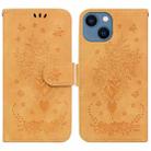 For iPhone 13 Butterfly Rose Embossed Leather Phone Case(Yellow) - 1