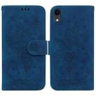 For iPhone XR Butterfly Rose Embossed Leather Phone Case(Blue) - 1