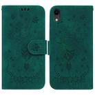 For iPhone XR Butterfly Rose Embossed Leather Phone Case(Green) - 1