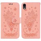 For iPhone XR Butterfly Rose Embossed Leather Phone Case(Pink) - 1