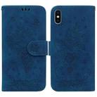 For iPhone XS Max Butterfly Rose Embossed Leather Phone Case(Blue) - 1