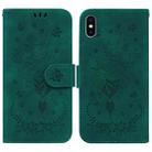 For iPhone XS Max Butterfly Rose Embossed Leather Phone Case(Green) - 1