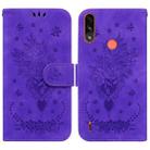 For Motorola Moto E7 Power / E7i Power Butterfly Rose Embossed Leather Phone Case(Purple) - 1