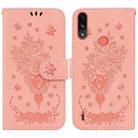 For Motorola Moto E7 Power / E7i Power Butterfly Rose Embossed Leather Phone Case(Pink) - 1