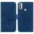 For Motorola Moto E20 / E30 / E40 Butterfly Rose Embossed Leather Phone Case(Blue) - 1