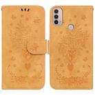 For Motorola Moto E20 / E30 / E40 Butterfly Rose Embossed Leather Phone Case(Yellow) - 1