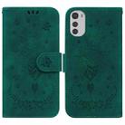 For Motorola Moto E32 Butterfly Rose Embossed Leather Phone Case(Green) - 1