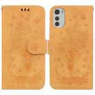 For Motorola Moto E32 Butterfly Rose Embossed Leather Phone Case(Yellow) - 1