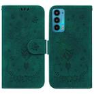 For Motorola Edge 20 Butterfly Rose Embossed Leather Phone Case(Green) - 1