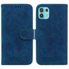 For Motorola Edge 20 Lite Butterfly Rose Embossed Leather Phone Case(Blue) - 1