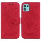 For Motorola Edge 20 Lite Butterfly Rose Embossed Leather Phone Case(Red) - 1