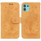 For Motorola Edge 20 Lite Butterfly Rose Embossed Leather Phone Case(Yellow) - 1