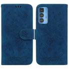 For Motorola Edge 20 Pro Butterfly Rose Embossed Leather Phone Case(Blue) - 1