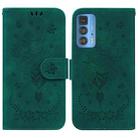 For Motorola Edge 20 Pro Butterfly Rose Embossed Leather Phone Case(Green) - 1