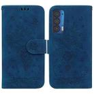 For Motorola Edge 2021 Butterfly Rose Embossed Leather Phone Case(Blue) - 1