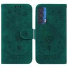 For Motorola Edge 2021 Butterfly Rose Embossed Leather Phone Case(Green) - 1