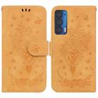 For Motorola Edge 2021 Butterfly Rose Embossed Leather Phone Case(Yellow) - 1