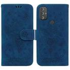 For Motorola Moto G Power 2022 Butterfly Rose Embossed Leather Phone Case(Blue) - 1