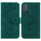 For Motorola Moto G Power 2022 Butterfly Rose Embossed Leather Phone Case(Green) - 1