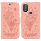 For Motorola Moto G Power 2022 Butterfly Rose Embossed Leather Phone Case(Pink) - 1