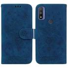 For Motorola Moto G9 Play / E7 Plus Butterfly Rose Embossed Leather Phone Case(Blue) - 1