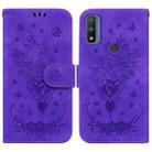 For Motorola Moto G9 Play / E7 Plus Butterfly Rose Embossed Leather Phone Case(Purple) - 1