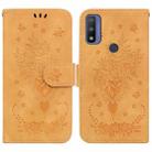 For Motorola Moto G9 Play / E7 Plus Butterfly Rose Embossed Leather Phone Case(Yellow) - 1