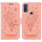 For Motorola Moto G9 Play / E7 Plus Butterfly Rose Embossed Leather Phone Case(Pink) - 1