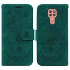 For Motorola Moto G9 Plus Butterfly Rose Embossed Leather Phone Case(Green) - 1