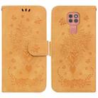 For Motorola Moto G9 Plus Butterfly Rose Embossed Leather Phone Case(Yellow) - 1