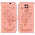 For Motorola Moto G9 Plus Butterfly Rose Embossed Leather Phone Case(Pink) - 1