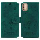 For Motorola Moto G30 / G10 / G20 Butterfly Rose Embossed Leather Phone Case(Green) - 1