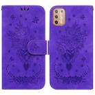 For Motorola Moto G30 / G10 / G20 Butterfly Rose Embossed Leather Phone Case(Purple) - 1