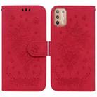 For Motorola Moto G30 / G10 / G20 Butterfly Rose Embossed Leather Phone Case(Red) - 1