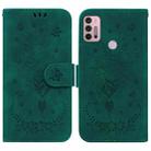 For Motorola Moto G31 / G41 Butterfly Rose Embossed Leather Phone Case(Green) - 1